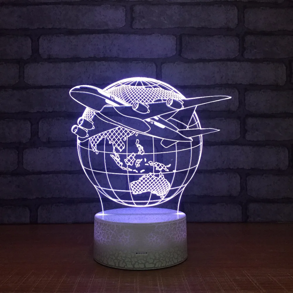 Воздушный самолет модель земли 3D ночник Светодиодная настольная лампа