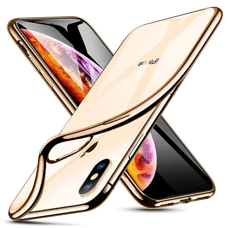 Прозрачный чехол накладка из ТПУ с полным покрытием для iphone XS MAX X 10 XR 5 5s se 6 6s 7 8 Plus