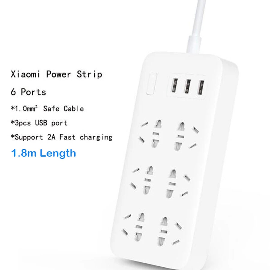 Xiaomi штекер cxb6-1qm зарядный блок питания 2A Быстрая зарядка 6 розеток с 3 USB выходами удлинитель умный дом