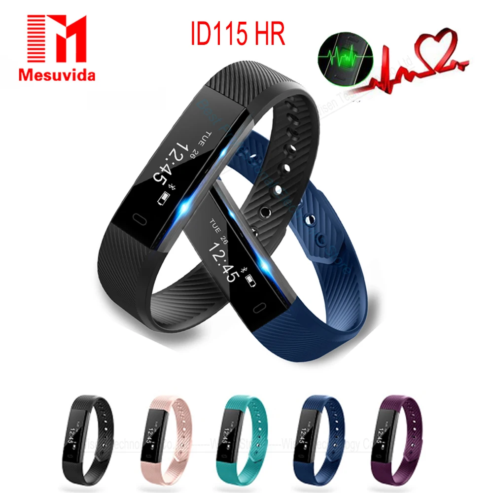 Mesuvida id115 HR Смарт Bluetooth браслет Heart Rate Мониторы Фитнес трекер Шагомер смарт для