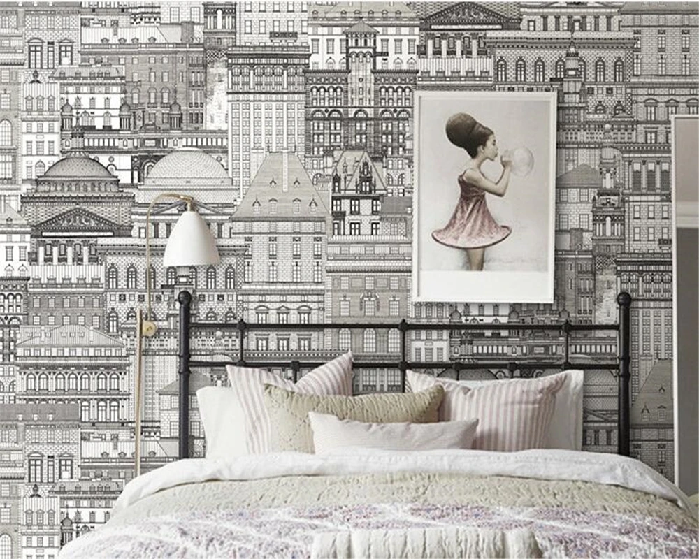 beibehang wallpaper City architecture photo clothing store fashion bedroom background wall papers home decor | Обустройство дома