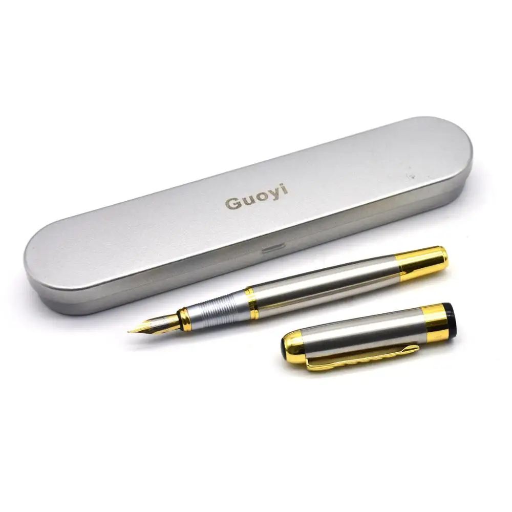 Steel Pen Gift Guoyi G001 ретро с тяжелой подошвой, металлическая авторучка Роскошные Подарочная ручка в деловом стиле для школьников, пишущий канцелярские принадлежности - Цвет: Steel Pen Gift
