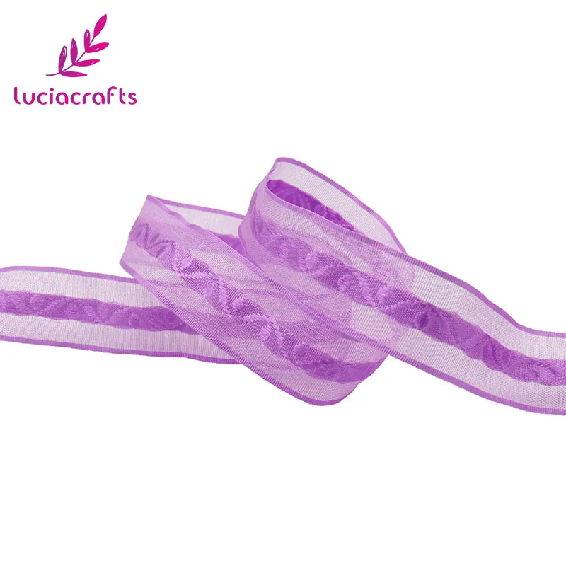 Lucia crafts 20 мм однотонные вышитые ленты из органзы DIY для обертывания волос Лук отделка Швейные материалы 5 ярдов/партия P0302