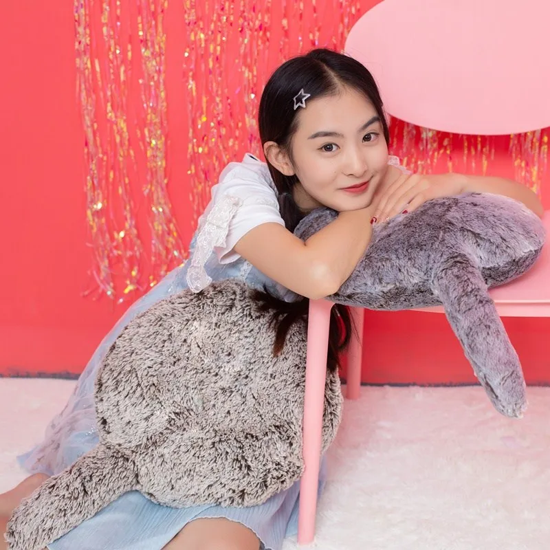 

58cm kawaii Shadow Cat Tail Plush Pillow Soft Cute Animal Cushion Cat-shaped Plush Doll Back Cat Sofa Throwing Toy