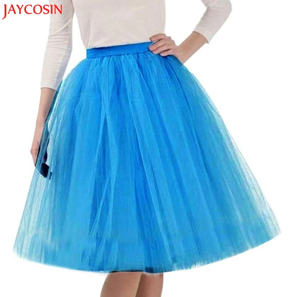 JAYCOSIN миди Тюлевая юбка принцессы женская плиссированная газовая однотонная