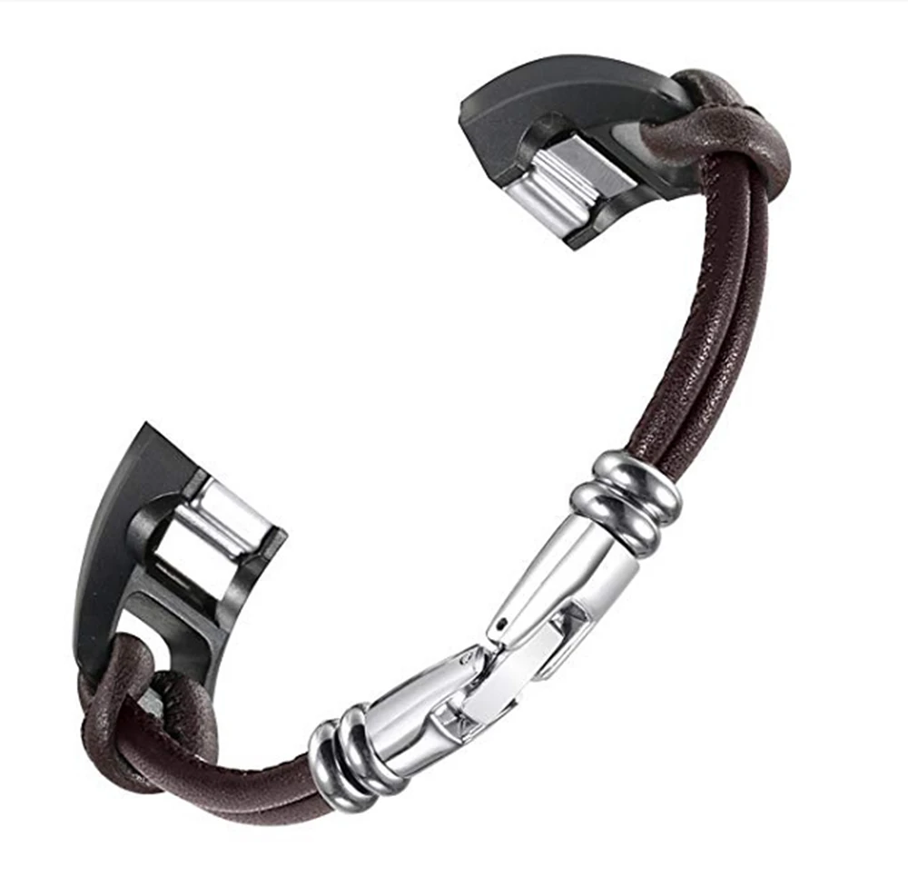 Новые Кожаные полосы для Fitbit Alta и Alta HR металлическая застежка кожаный шнур браслет женский ремешок маленький большой размер