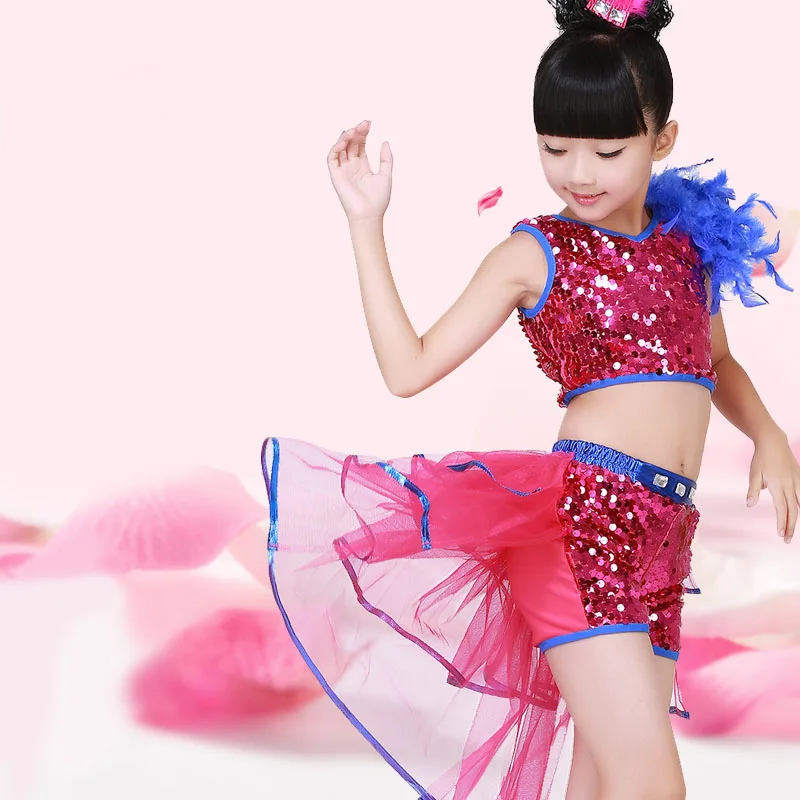 Детский костюм для девочек одежда джазовых танцев танцевальное платье с