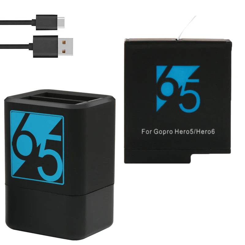 1Charger 1Battery Go Pro hero 5 батарея 2-слот, зарядное устройство для GoPro hero 7 hero 6 hero 5 hero 7 6 5 Black bateria аксессуары для спортивной камеры - Цвет: 1Charger 1Battery