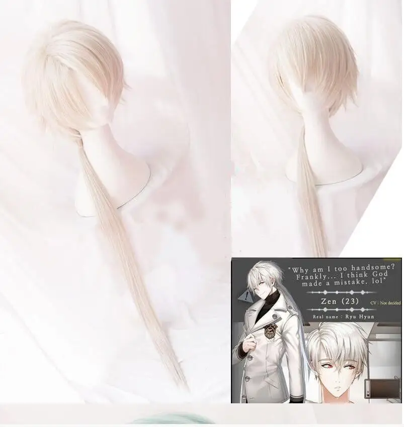 

Game Mystic Messenger Zen Cosplay Wigs Long Straight Heat Resistant Synthetic Hair Wig + Wig Cap