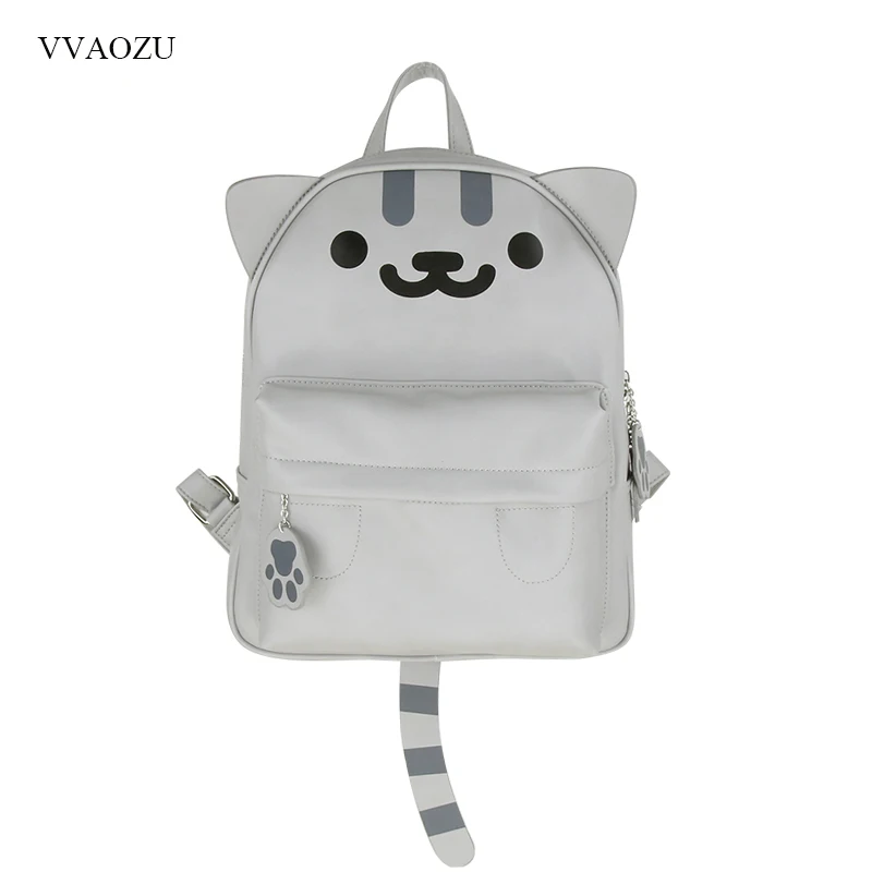 Harajuku аниме Neko Atsume PU рюкзак для девочек милый кот с ушками и хвостом сумка Kawaii кошачий двор школьные рюкзаки