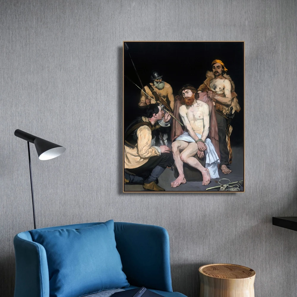 Jesus Mocked by the Soldiers Manet Poster and Print Canvas Painting Calligraphy Decorative Picture for Living Room Home Decor | Дом и сад