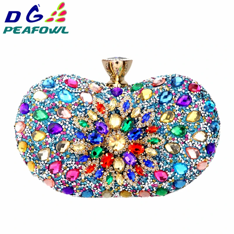 DG PEAFOWL 5 цветов с двумя боковыми роскошными кристаллами цветочный клатч Сумка