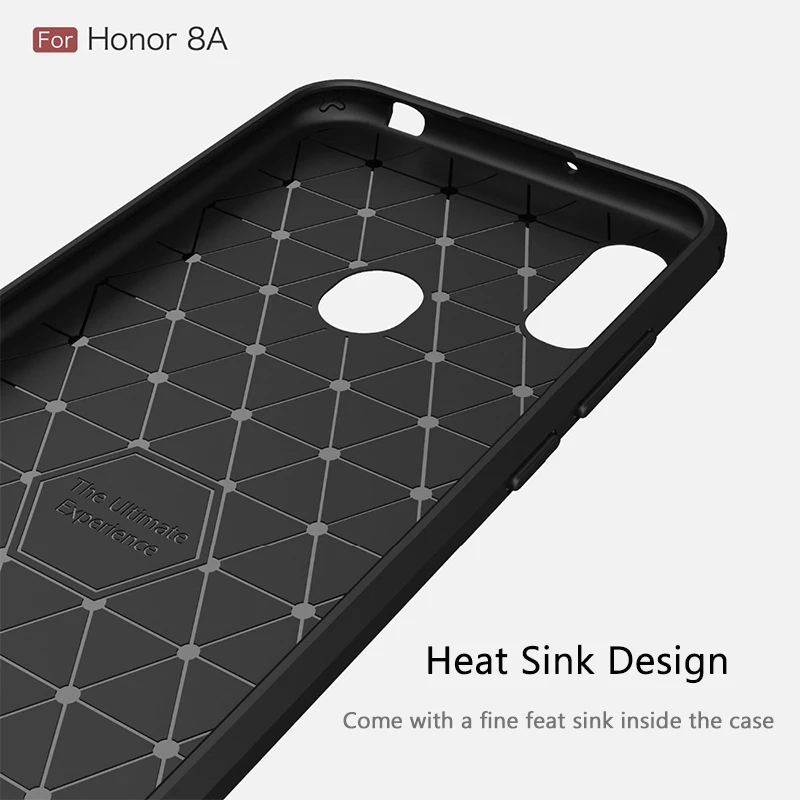 For Huawei Honor 8A Case Carbon fiber Cover Soft Phone Y6 2019 Prime Shockproof Bumper Shell |