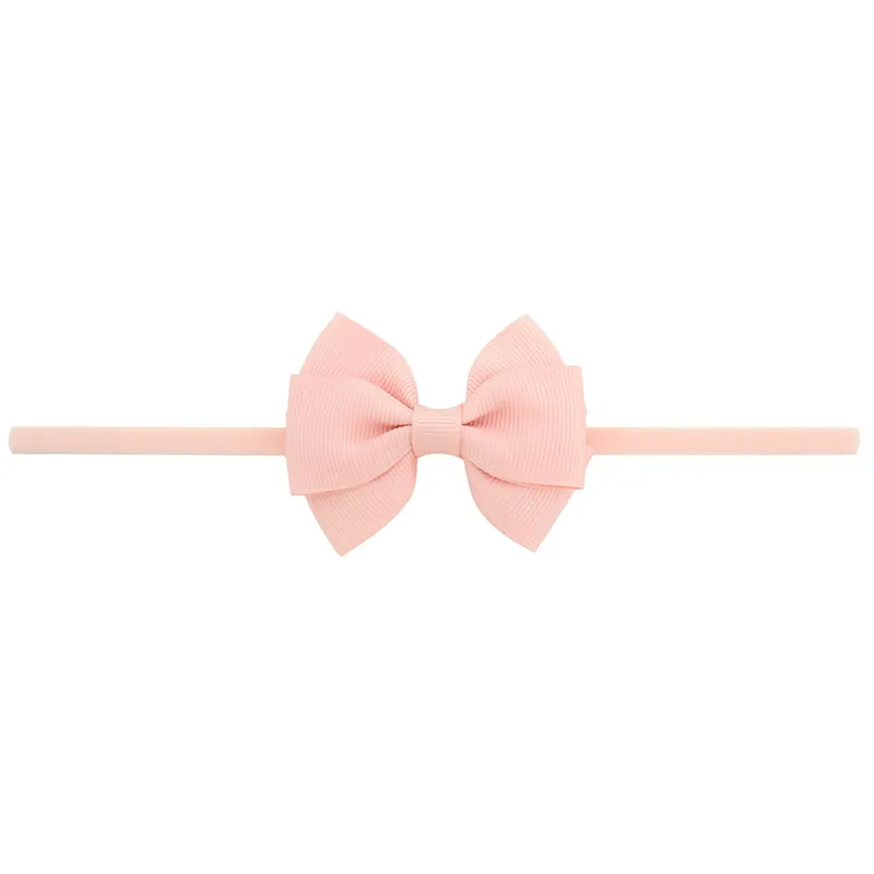08 Coral Pink Детская Милая повязка на голову с бантом из ленты, маленькая тонкая эластичная повязка на голову, ободки для девочек, детские аксессуары для волос - Цвет: 08 Coral Pink