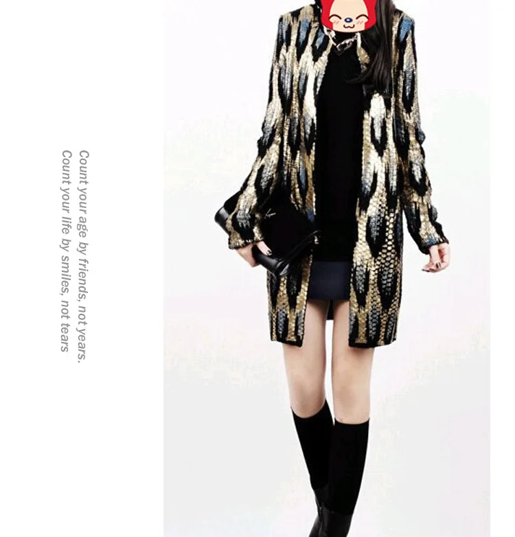 Новинка 2019 вязаный свитер для женщин кардиганы свободный леопардовая Золотая