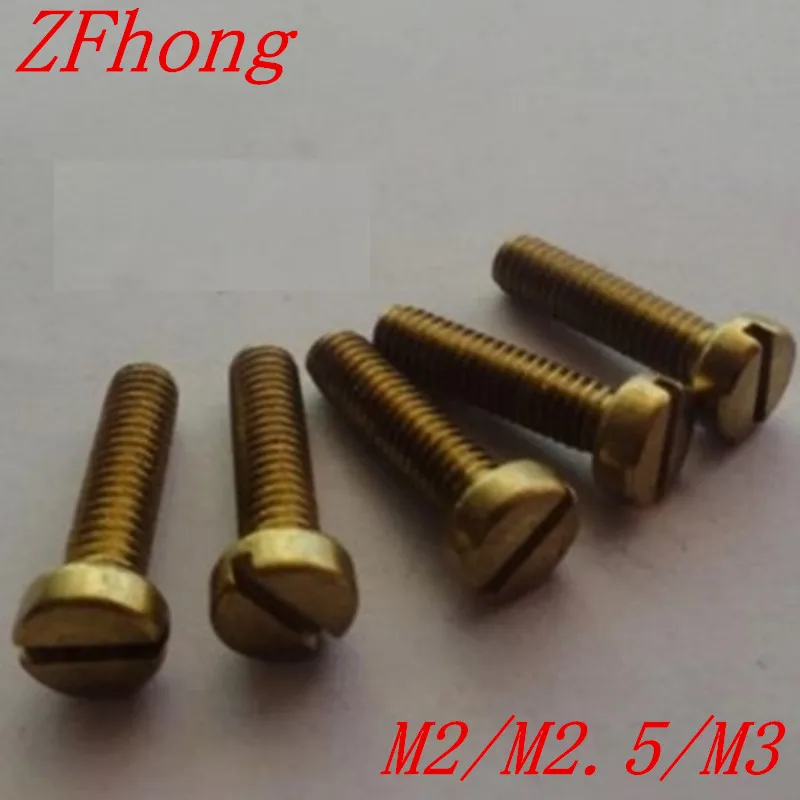 

100pcs DIN84 M2 M2.5 M3 Brass Slotted cheese head screws