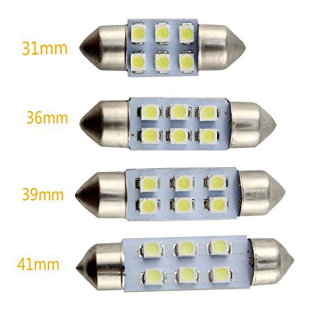 YSY 50 шт в наборе C5W 31 мм/36 мм/39 мм/41 мм белый 1210 3528 6 светодиодный купол с фестонами