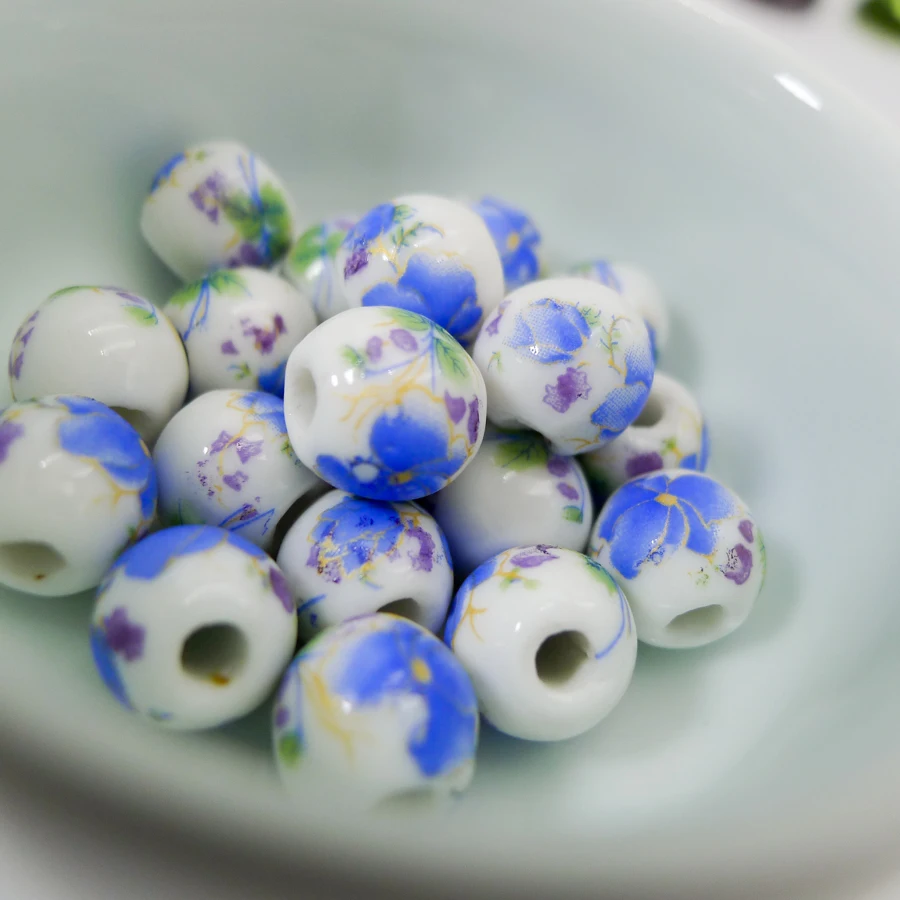 

10# 40pcs Jingdezhen Ceramic Beads DIY Jingdezhen Porcelain Bead For Jewelry Making 10mm Beads #A315C