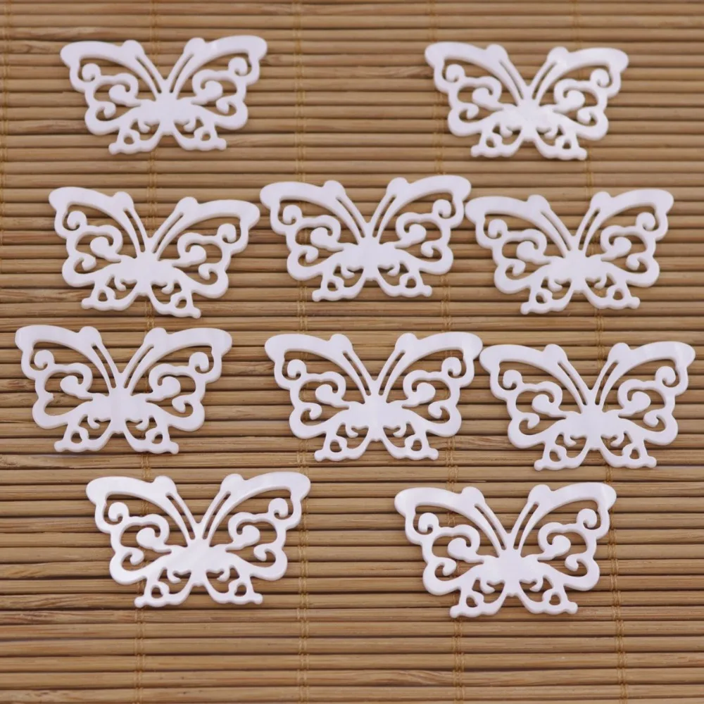 10 PCS 21mmX35mm Butterfly Shell Natural White Mother of Pearl Loose Beads