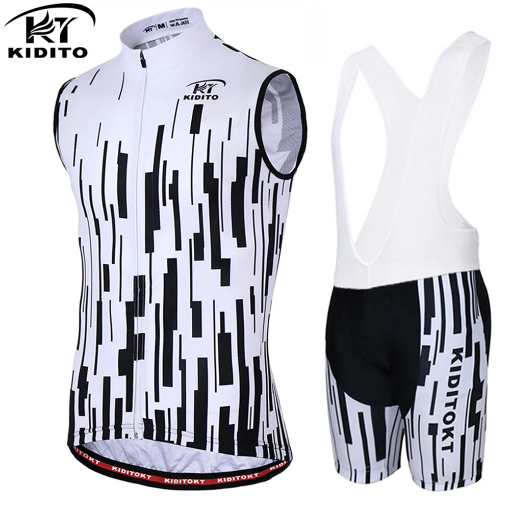 Jersey Bib Pants Set KIDITOKT новая безрукавная велосипедная трикотажная Экипировка Летняя мужская велосипедная одежда жилеты спортивный жилет для велосипеда комплекты штанов - Цвет: Jersey Bib Pants Set