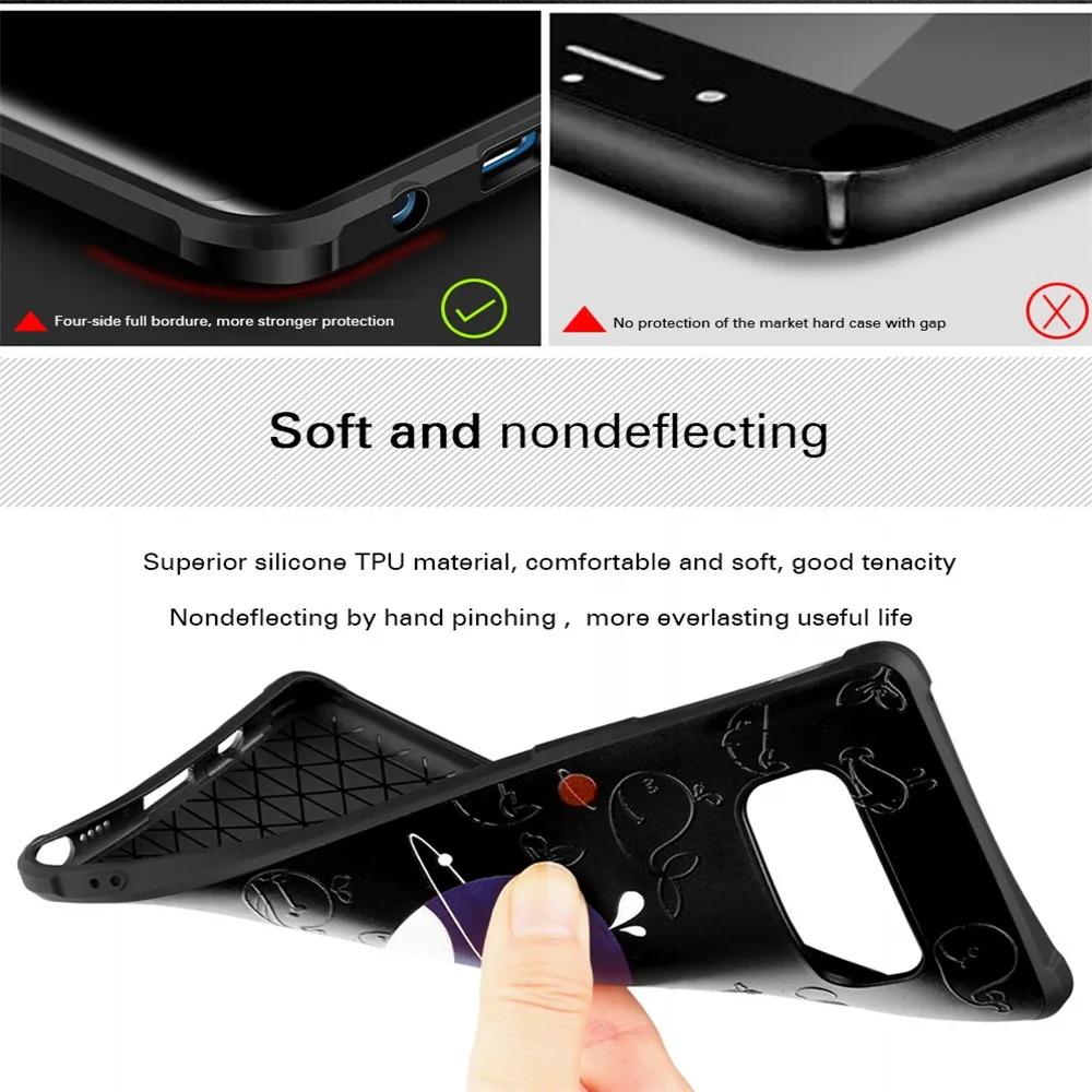 Embossed Painted Cases For Samsung Galaxy Note 8 Soft Silicon Mobile Phone Shell Shockproof Protective Sleeve Black Cover Fundas |