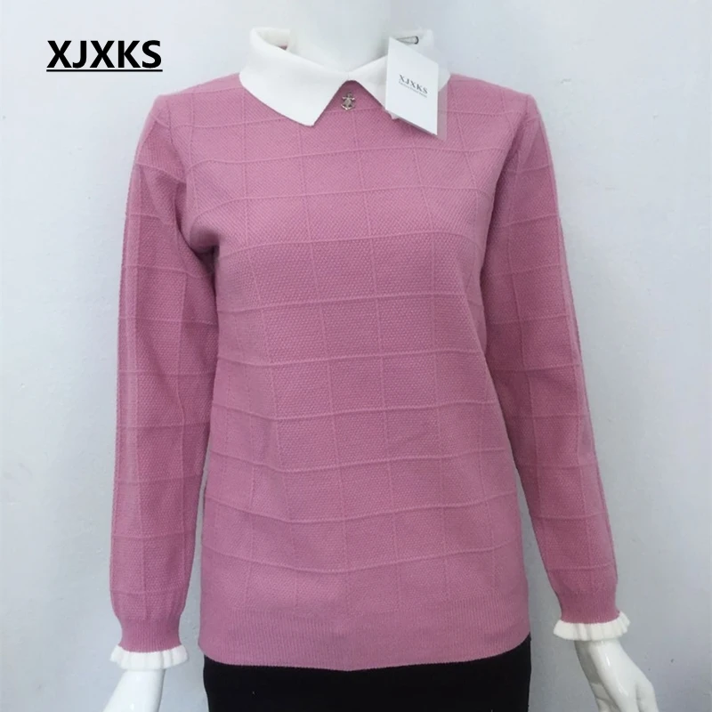 XJXKS woman sweater 2021 spring long-sleeve large size lady clothing fashion basic pull femme Cashmere | Женская одежда