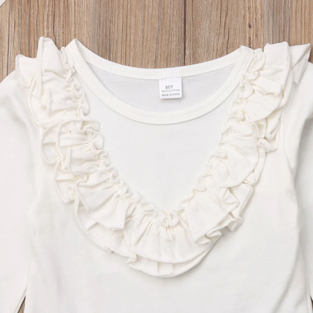 Spring Cute Casual Toddlers NEW Kids Baby Girl Vintage Ruffled Collar Solid Cotton O-Neck Long Sleeve Tops T Shirt Blouse | Мать и