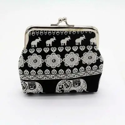 Black Folk-custom Coin Purse New Women Retro Small Wallet Lady Vintage Flower Clutch Bag Good Floral Gift Bags Retro - Цвет: Black