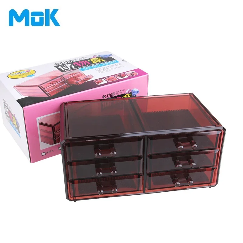 3-layer 6-Drawers Divider Rectangle Crystal Multifunctional Storage Box Makeup Organizer Plastic Rangement Maquillage 1 Set | Дом и сад