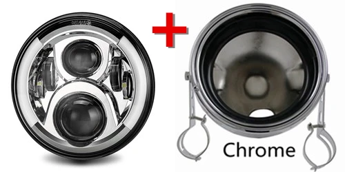Chrome 2 " H4 мотоциклетные фары DRL Янтарный указатель поворота ангельские глазки 7 дюймов фары корпус ведро для Honda CB 400 1300 Suzuki мотоциклетные - Цвет: Chrome 2