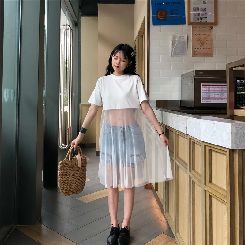 Роскошное Качество 2019 Летняя женская сетчатая Лоскутная черная длинная