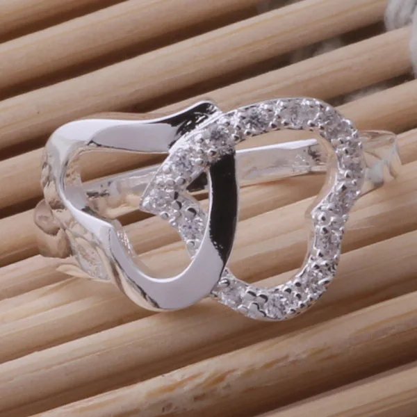 AR413 красивое серебряное кольцо 925 серебряные модные ювелирные изделия двойное