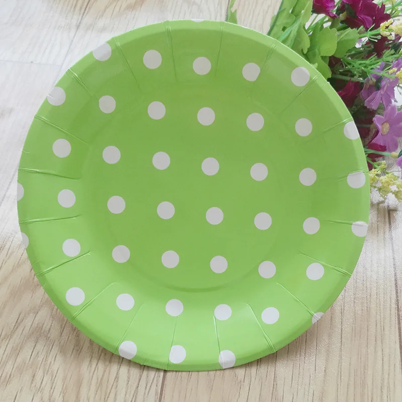 12 шт красочные Polkadots вечерние бумажные тарелки для торта Одноразовые Круглые