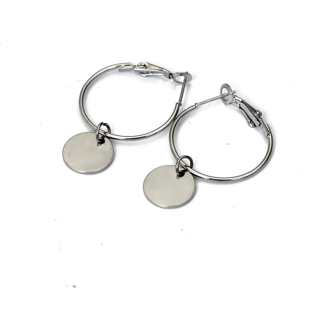 circle diameter 3cm Chadestinty Золотая Звезда серебряного цвета серьги крест лист сердце квадратный треугольник круглые свисающие серьги для женщин Простые ювелирные изделия - Окраска металла: circle diameter 3cm