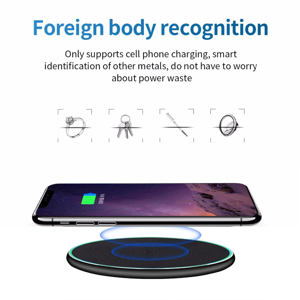 Беспроводное зарядное устройство DCAE 10 Вт QI для iPhone X 8 XS Max XR Samsung S10 S9 S8 Plus