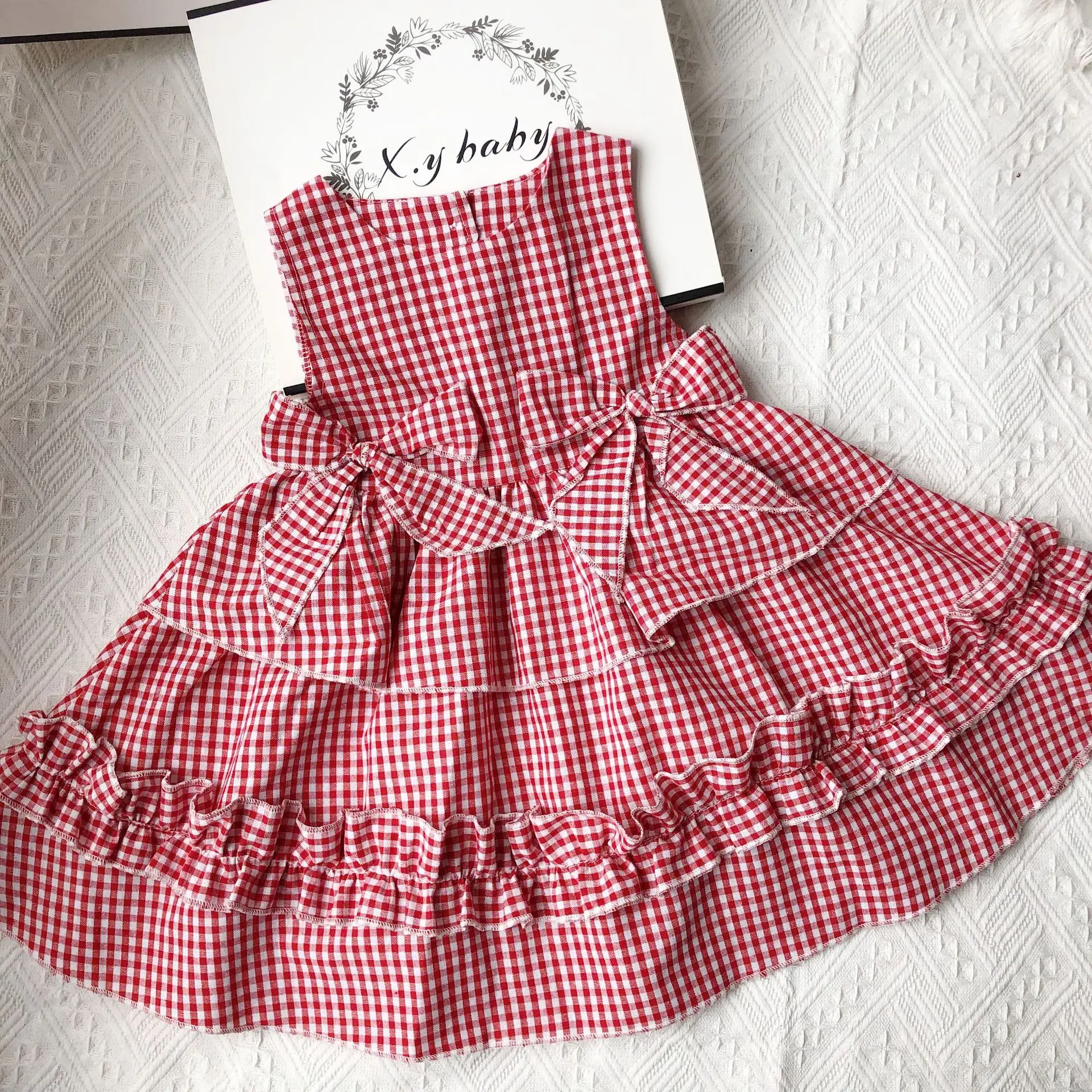 Girl 2019 Summer Children's Dress Cotton Plaid Bow Sweet Court Spanish Wind Kids Princess Dresses | Детская одежда и обувь