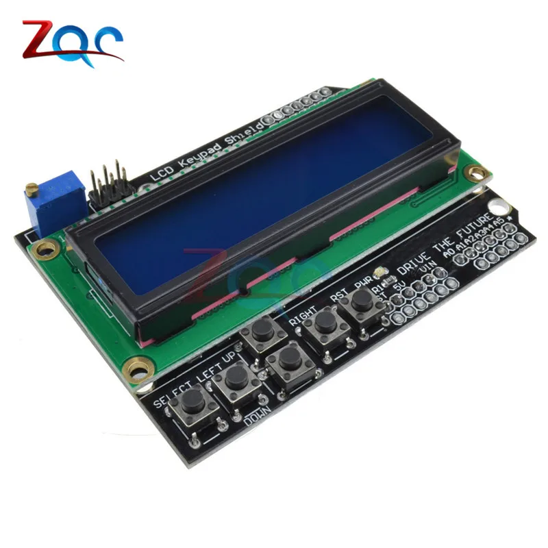 ЖК-дисплей для Arduino 1602 защитный модуль клавиатуры 16x2 5 в Синяя подсветка с белым