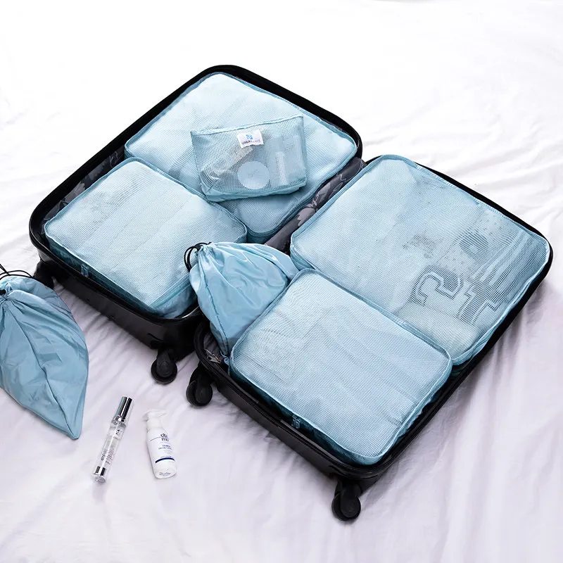 Sky Blue 7 шт./компл. дорожная сумка для одежды Чемодан нижнее бельё для девочек носки бюстгальтер Органайзер опрятная сумка чемодан выходные аксессуары поставок - Цвет: Sky Blue