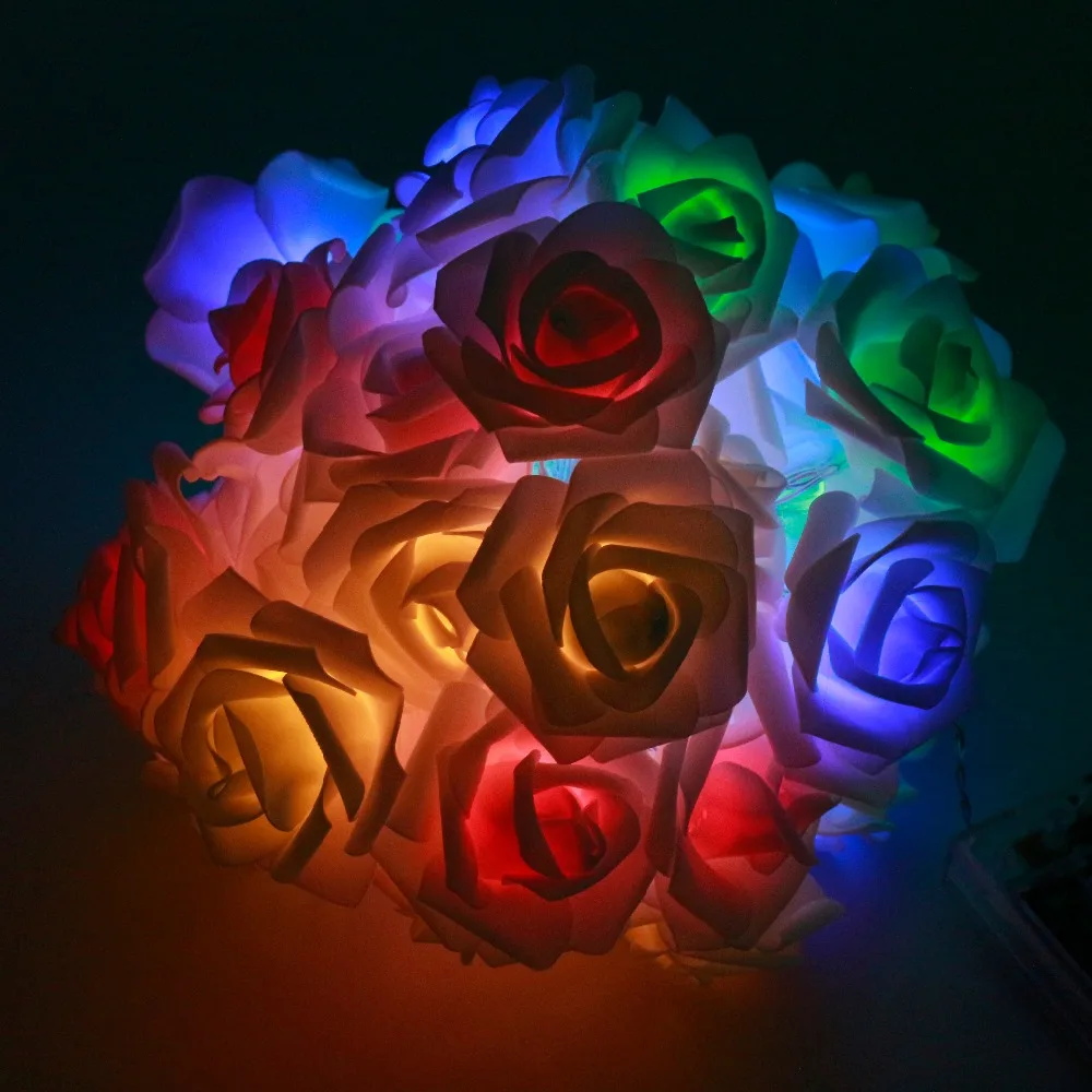 СВЕТОДИОДНАЯ Гирлянда в виде Розы 4 м питание от батарейки AA 1 метра 7 цветов 10