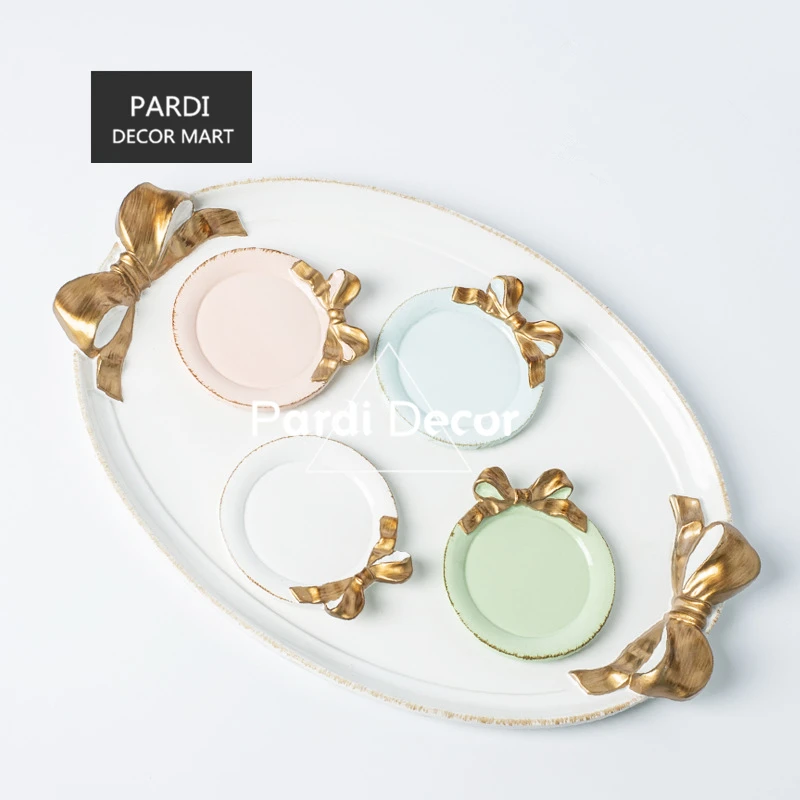 Горячая Распродажа итальянский стиль ретро бант тарелка торт десерт фрукты 1