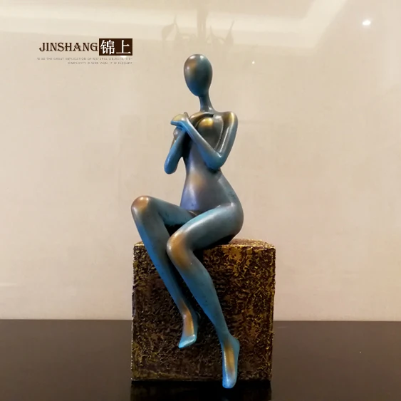 blue b Современная Абстрактная фигура, статуя красоты, скульптура из смолы, креативное украшение, украшение дома, аксессуары, рукоделие, подарок другу - Цвет: blue b