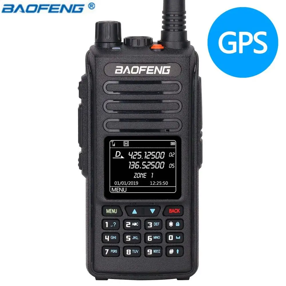 with gps Baofeng DM-1702 DMR цифровая аналоговая портативная рация(gps) Tier1& Tier2 повторитель двухдиапазонный VHF/UHF Ham двухстороннее радио - Цвет: with gps
