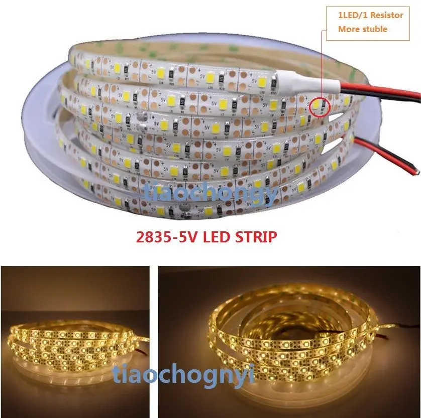 5 м DC5V 2835 60LED/M светодиодная Гибкая полоса света теплый белый 3000K IP65