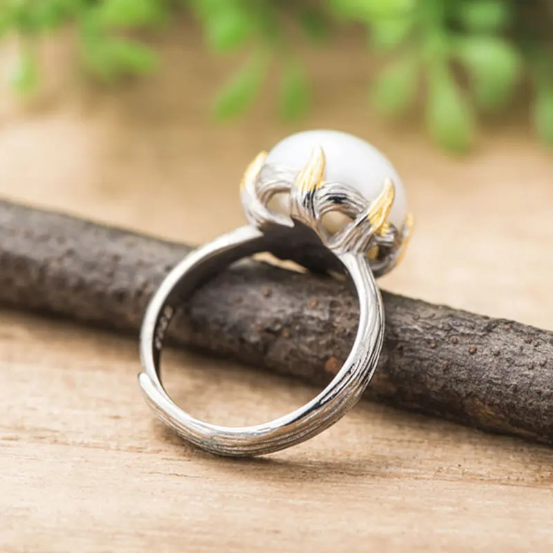 RADHORSE 925 Silver Rings for Women Fine Jewelry Pearl Concise Modeling Sterling Ring Adjustable | Украшения и аксессуары