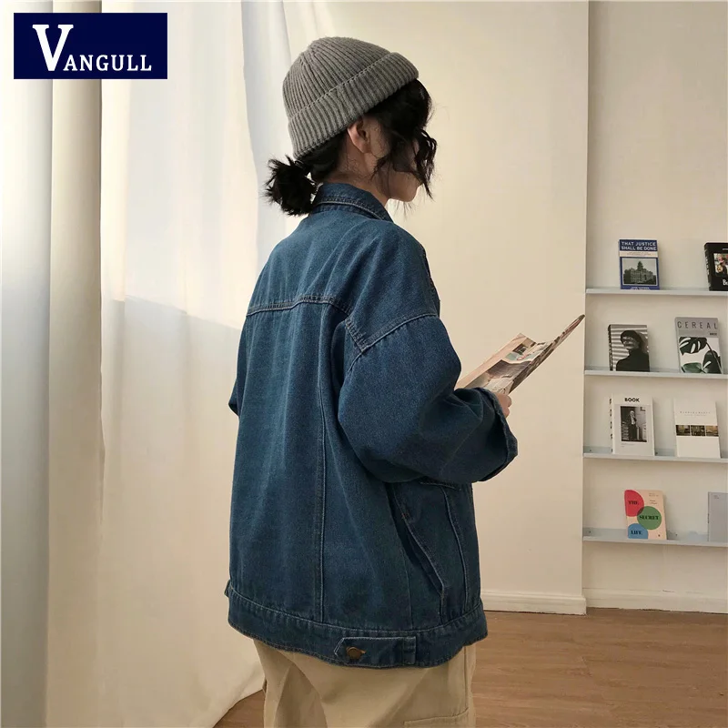 Женское джинсовое пальто Vangull Весенняя джинсовая куртка свободного кроя