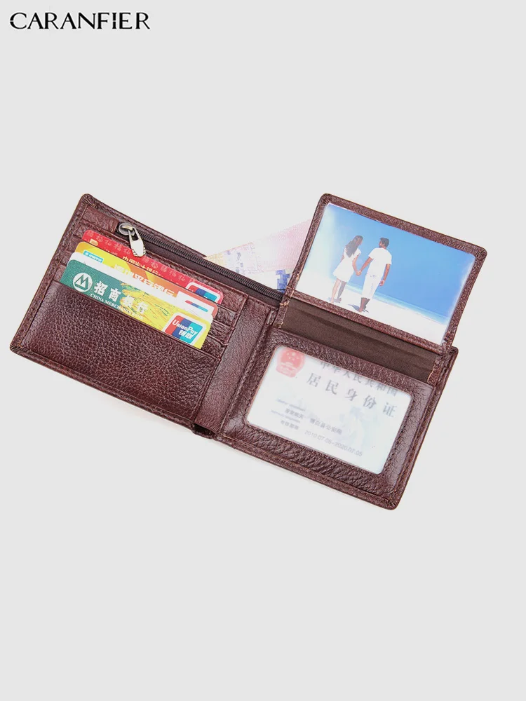 CARANFIER мужской кошелек RFID бизнес Ретро Натуральная Воловья кожа короткий