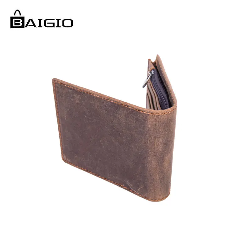 Baigio Men's Vintage Genuine Cow Hide Leather Wallets Slim Money Clip Billfold For Men Retro Style Purse Best Designer | Багаж и сумки