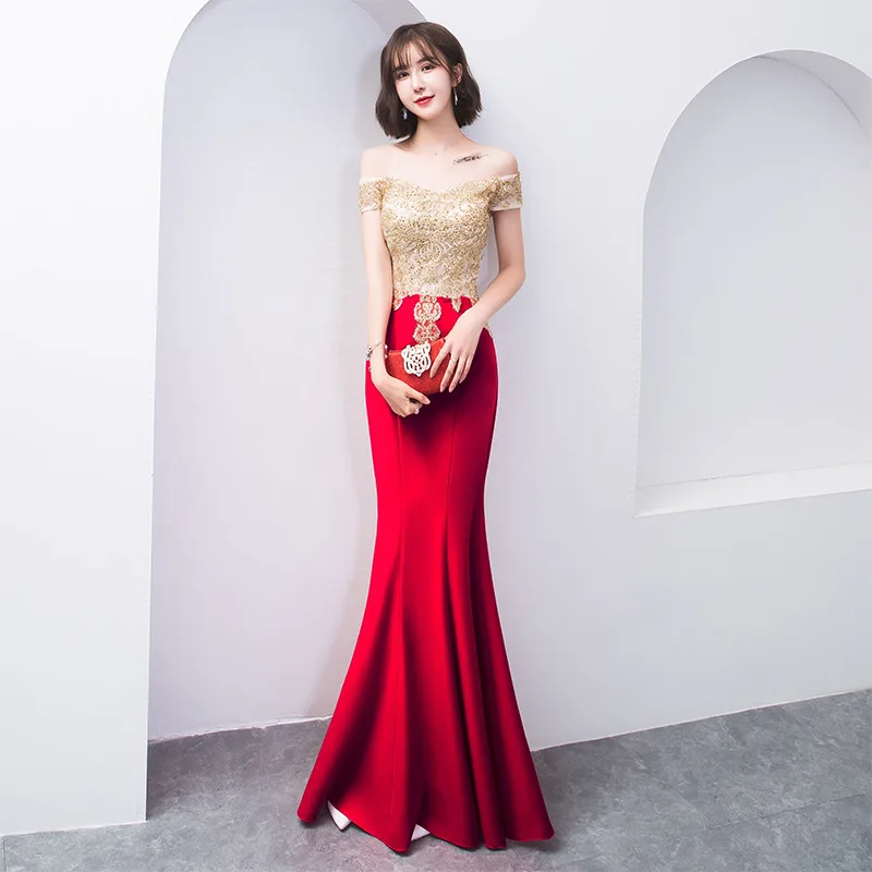 Robe De Soiree сексуальное банкетное элегантное вечернее платье в пол русалка расшитое бисером с аппликацтей на выпускной платье невесты Длинные вечерние платья