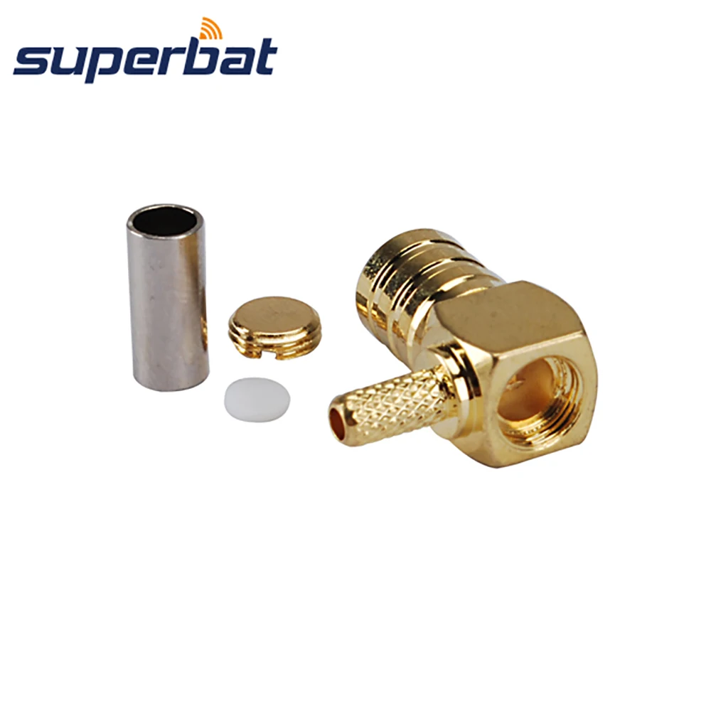 Superbat SMB Female Right Angle Crimp for RG316 RG174 LMR100 Cable RF Connector for GPS Antenna