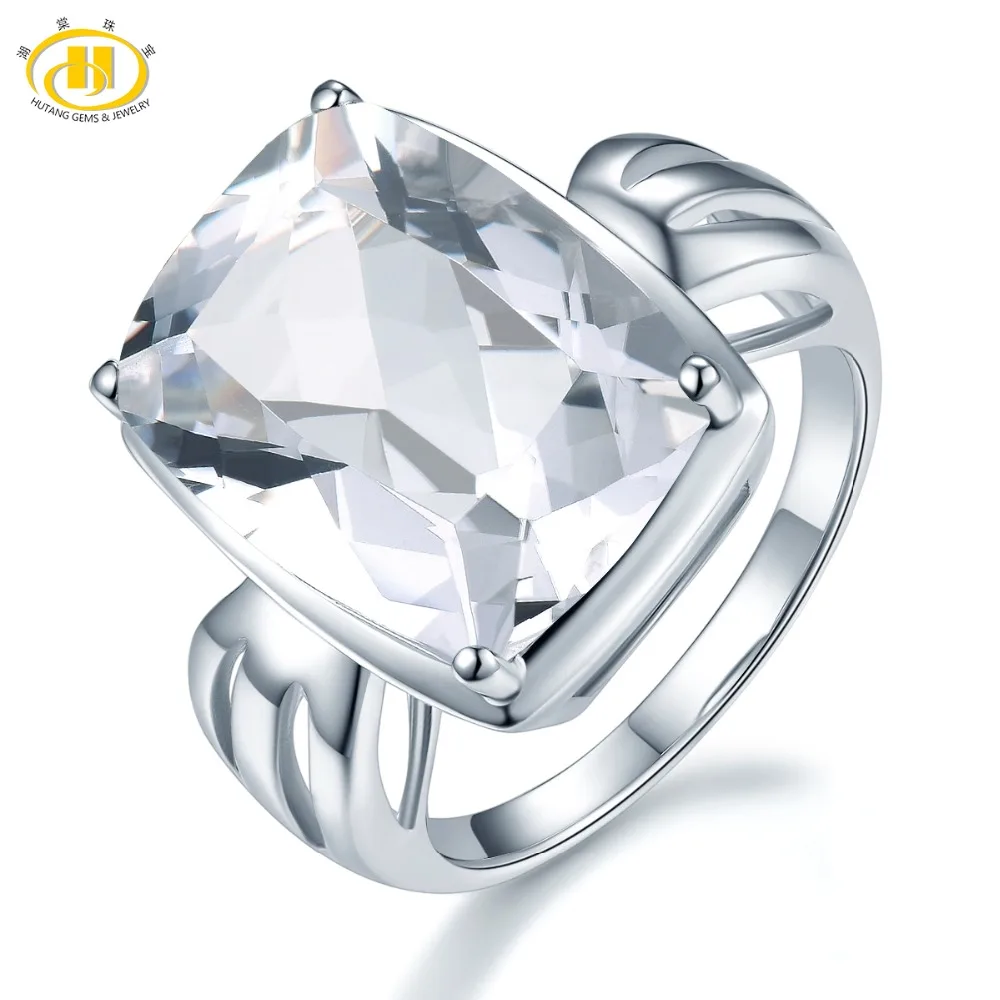 Hutang 14ct натуральный белый топаз кольца драгоценный камень 925 пробы Серебряное кольцо для женщин модный стиль вечерние изящные элегантные ювелирные изделия Новинка